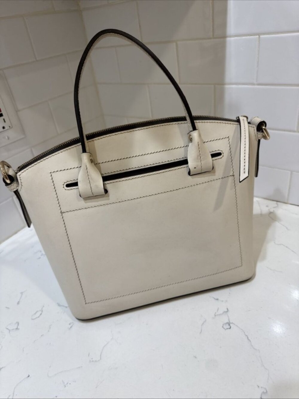 As Is Dooney and Bourke Beacon Cream Leather Satchel Bag - Picture 7 of 16
